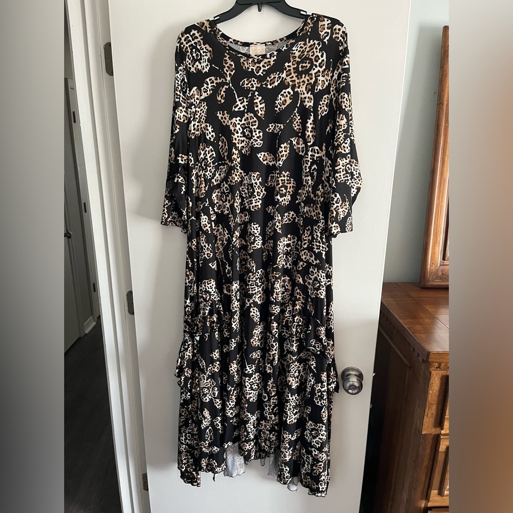 Zadie B’S Black Leopard Print Tiered Dress